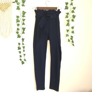 Shein Blue Tie Waist Pants High Waisted